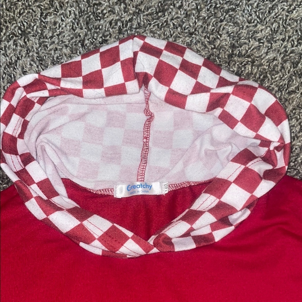 Kids Red Checkered Hoodie - Picture 4 of 6